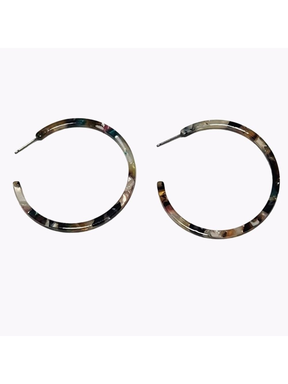 Retro Marble Resin Thin Hoop Earrings Statement 80s 90s Fashion Jewelry Women